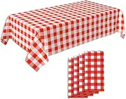 C CRYSTAL LEMON Pack of 4, Picnic Tablecloth, Red and White Checkered Tablecloth