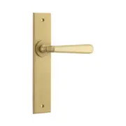 Iver Copenhagen Door Lever Handle on Chamfered Backplate Brushed Brass