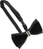 [Baluue] Pre-tied Rhinestone Bow Tie Men British Style Bowties Pu Leather Bowtie for Suits Weddings Parties Business Events