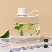 1Pc Slim Square Travel Water Bottle,Flat Drink Cup Water Bottle,Tritan Transparent Flat Water Bottle Small Water Bottle Slim Square Slim Bottle Water Flask,Flat Water Bottle Travel Flask,320ml,White