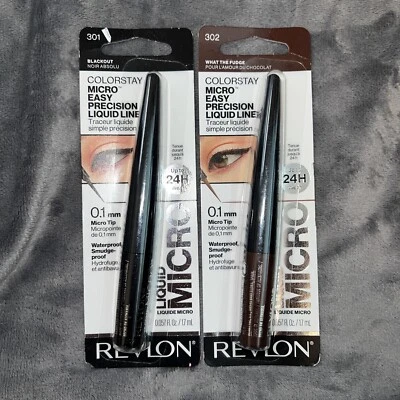 2 x Revlon Colorstay #301+#302 WHAT THE FUDGE Micro Easy Precision Liquid Liner