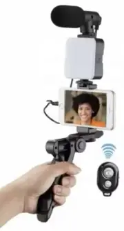 Smartphone Vlogging Kit Tripod Mic LED Light For TikTok YouTube Live Streaming