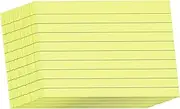 JamJar Print Index Study Cards - Yellow, A6, 40 Ruled Flashcards, 300 GSM, Red Title Line