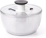 Large Salad Spinner Top Rack Dishwasher Safe Perfect for Servin- 6.22 Qt., White