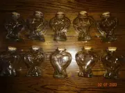 LOT of 10 Glass Heart Bottles with Cork Stopper Valentine Shape