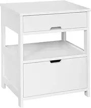 CARLA HOME White Bedside Table with 2 Drawers