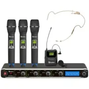 AVTronics Professional Wireless Microphone System | 1 Lapel, 3 Handheld Mic