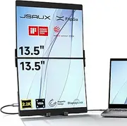 JSAUX FlipGo 13.5" Pro 2.2K Dual Screen Portable Monitor, Triple Laptop Screen Extender | DisplayLink | HiDPI | One Cable to Dual IPS Screen | Built-in HUB | Magnetic Design for Windows, Linux, MacOS
