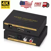 4K 2 Port Audio Extractor Converter HDMI to HDMI & Optical SPDIF+RCA L/R Stereo