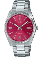 Casio Collection MTP-1302PD-4AVEF Red Dial Grey Stainless Steel Mens Watch
