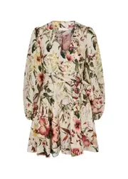 Zimmermann Lexi Floral-print Linen Mini Wrap Dress - Ivory - 0 (UK 8 / S) 0 (UK 8 / S)