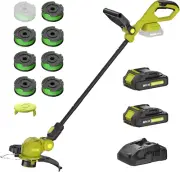 12-Inch String Trimmer, 20V Cordless Weed Trimmer with Auto Line Feed, 2 X 2.0Ah