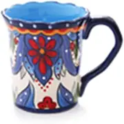 Retro Bright Color Ceramic Dinner Set, Hand-Painted Underglaze Color Plate Bowl Mug Combination, High Temperature Firing E