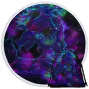 Purplish Unicorn Quote I Need My Space Rudicorn Round Beach Towel