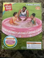 3-Ring Inflatable Pink Play Kids Toddler Swimming Pool Outdoor Swim Center