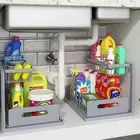Under Sink Organizer, Pull Out Cabinet Organizer 2 Tier Slide Out Sink Shelf ...