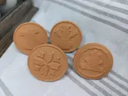 Cookie Stamps Lillian Vernon 2" Terra Cotta Set of 4 Snowman Tree Snowflake Bell