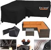 Enzeno Garden Furniture Cover, L-Shape, Protective Cover for Garden Furniture, Waterproof, Windproof, Tarpaulin for Outdoor Corner Sofa, Corner Lounge Group, Lounge Furniture, Rectangular Cover (255 x