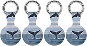 4PCS for Whale Tail Air Tag Holder Case Waterproof & Shockproof Anti-Scratch Protective Air Tag Cover with Keychain Ring Silicone Tags Holders for Luggage, Backpack, Keys, Pet
