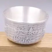 Pure Silver 999 Double-layer Insulation Master Drink Cup Small Tea Bowl - Bamboo