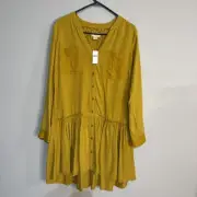 NWT Maeve Anthropologie Marlie Button-Front Tunic dress size 10 Mustard
