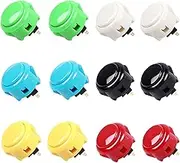 12 pcs OBSF-30 Original Push Button 30mm - for Arcade Jamma Video Game & Arcade Joystick Games Console (Color) - ( Each Color of 2 Pcs )
