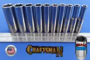 NEW CRAFTSMAN 10PC 1/4 Drive Deep Socket Set: SAE, 3/16 to 9/16 USA
