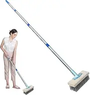 Wire Scrub Weeds Brush - | Heavy Duty Wire Broom | Floor Scrub Brush | Stiff Metal Bristle Deck Scrub Brush | Floor Scrubbing Brush with Long Handle for Weeds Moss Algae and Stubborn Stains