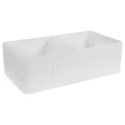 Farmhouse Double 84x46x26cm Fluted Fireclay Sink, White