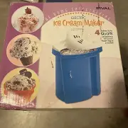 Rival Electric Ice Cream Maker Yogurt Sorbet #8804-BL 4 Quart Open Box New