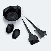Hair Dye Colouring Kit, 4-Piece Set with Mixing Bowl, Tint Brushes, Comb and Earmuffs, Black