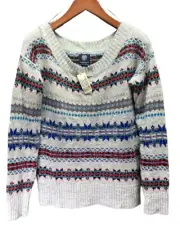 American Eagle Womens Sweater Pullover Size Medium Gray -multi Color Wool Blend