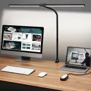 ShineTech Led Desk Lamp for Office Home, Bright Double Head Desk Light with C...