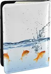 [JEJEA] Fish in Water Print Travel Organizer Credit Cards Case Passport BookPassport Holder Cover Wallet forTraveling,, Black, One Size