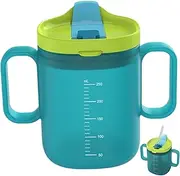 260ml Adult Drinking Cup with Handles, Sippy Cups for Elderly Non Spill Cup with Straw Scaled Drinking Mug for Adult