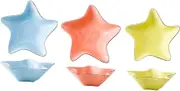 MOLUCKFU 3-in-1 Ceramic Sauce Dish Salt Vinegar Sugar Holder Kitchen Seasoning Plate for Dipping