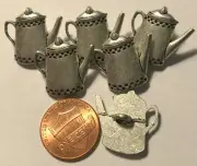 6 Silver Tone Metal Shank Buttons 13/16" 20.5mm Wide Kettle Teapot 9610