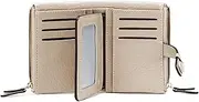 [AOXONEL] Women's Wallets Leather Wallets for Women Rfid Small Ladies Wallet Billfolds for Women,Trifold Mini Wallets for Women with Double Zipper Coin Pocket, Beige, Small, Rfid Wallet