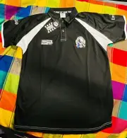 AFL Collingwood Magpies Polo Shirt Size S Black White 2012 Member Short Sleeve