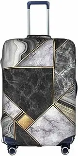 [pvinnk] black marble texture gold Print Protective Luggage Cover Elastic Washable Suitcase Travel Gear Protector, White, Medium