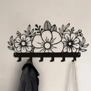 6 Hooks Flowers Wall Mounted Coat Rack Coat Racks Metal Wall Art for Entryway Wa