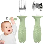 Baby Forks and Spoons - Baby Silverware Toddler Spoon and Fork,Cutlery with Easy-Grip Handles, Stainless Steel Children Safe Silverware for Kids Led Weaning Ages