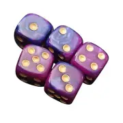 5 pcs Vibrant Purple Marbled Acrylic Polyhedral Round Edge Dice Set - New
