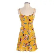 Band of Gypsies Marigold Floral Print Button Front Mini Dress Size S NWT