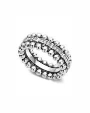 Lagos Sterling Silver Caviar Spark Diamond Band 6