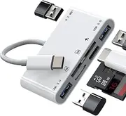 USB C SD Card Reader for Iphone(6in1)USB A OTG 3.0 Adapter Type C Charging Cable Charger Camera Micro TF Memory Dongle Accessories for Samsung Galaxy Tablet for Apple 15 Pro Max Plus Ipad Pro Air Mini