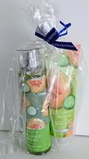 Bath and Body Works Gift Set Cucumber Melon NEW Fragrance Mist & Body Cream 8 oz
