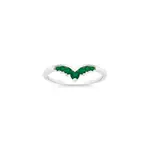 Silver Green Tiara Ring Size R in Green