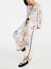 NEW PETER ALEXANDER PAINTED FLORAL SHIRT TOP & CULOTTES PANTS PJ SET $159.90 XS