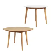 Levede Round Rubberwood Cafe Dining Table - 100cm, 120cm, White, Natural